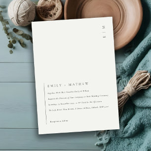 Invitation de mariage minimal de typographie noire