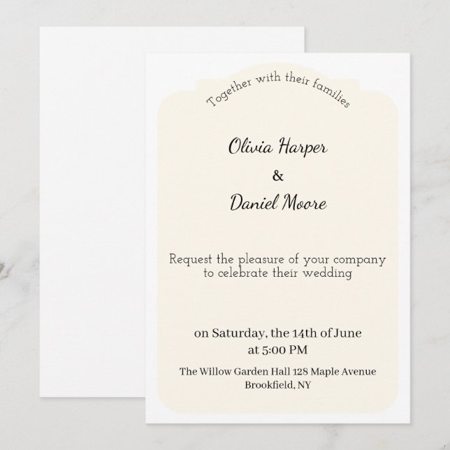 Invitation de mariage minimal élégant (Devant / Derrière)
