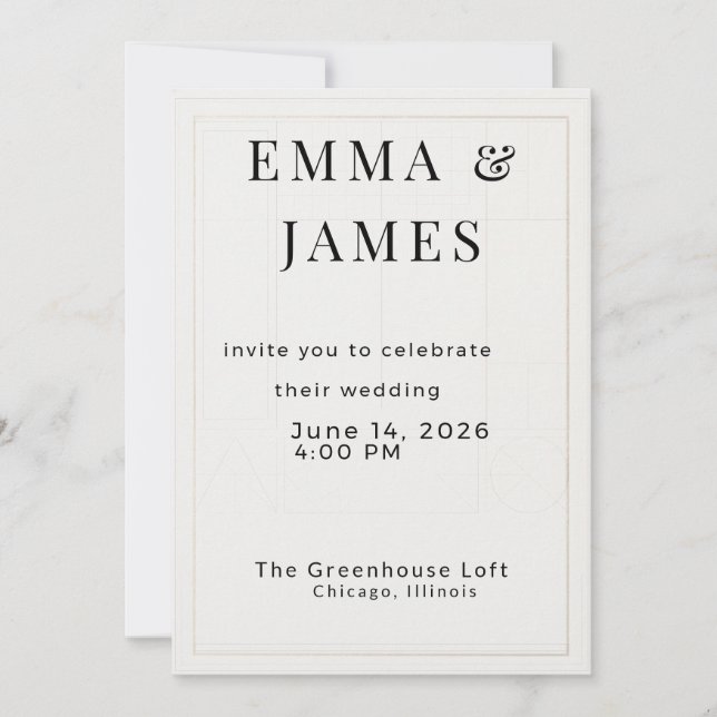 Invitation de mariage minimaliste (Devant)