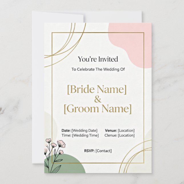 Invitation de mariage minimaliste (Devant)