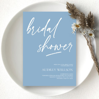 Invitation de mariage minimaliste bleu poussiéreux