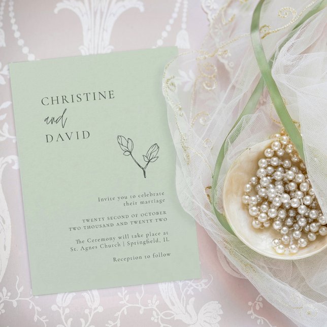 Invitation de mariage minimaliste bohème sage (Créateur téléchargé)