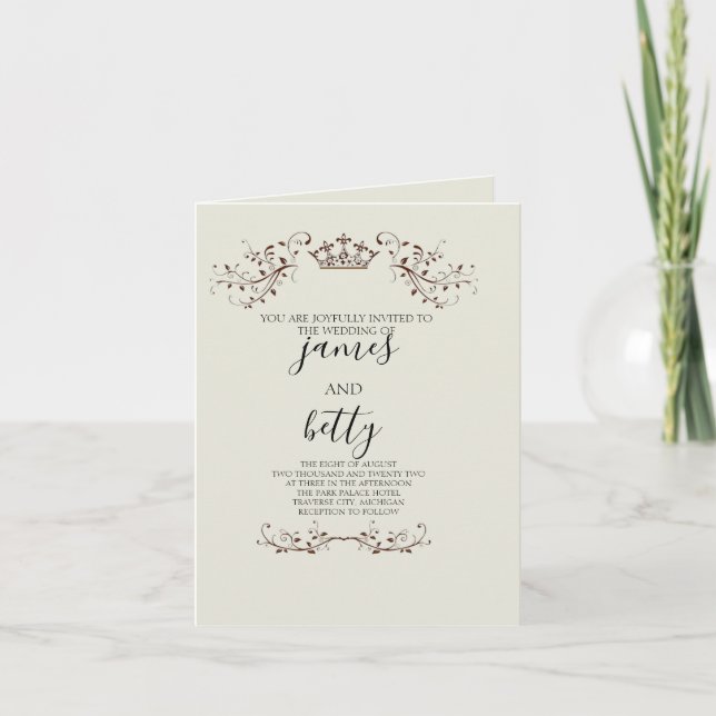 Invitation de mariage minimaliste couronne simple  (Devant)