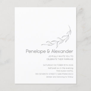 Invitation de mariage minimaliste de dessin botani