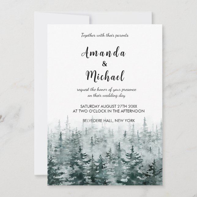 Invitation de mariage minimaliste d'hiver (Devant)