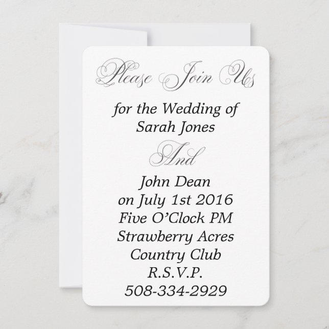 Invitation de mariage minimaliste élégante (Devant)