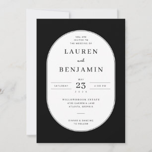 Invitation de mariage minimaliste élégante noire