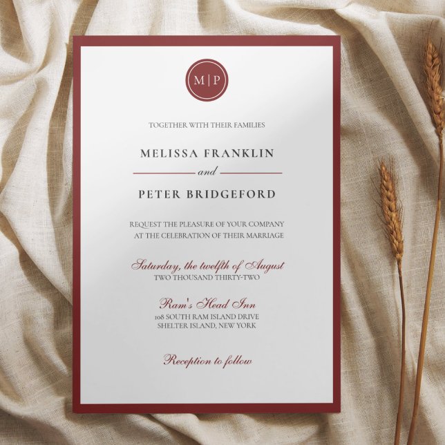 Invitation de mariage minimaliste en Bourgogne (Créateur téléchargé)