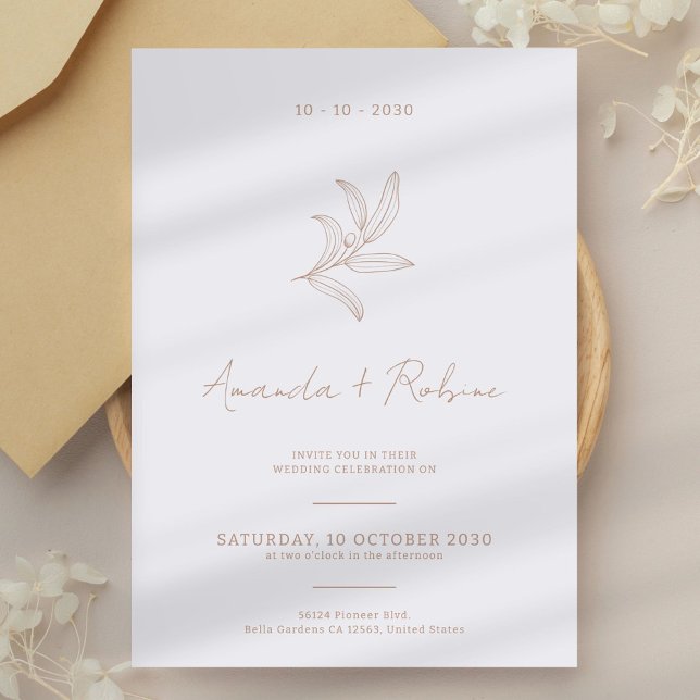 Invitation de mariage minimaliste et élégante (Créateur téléchargé)