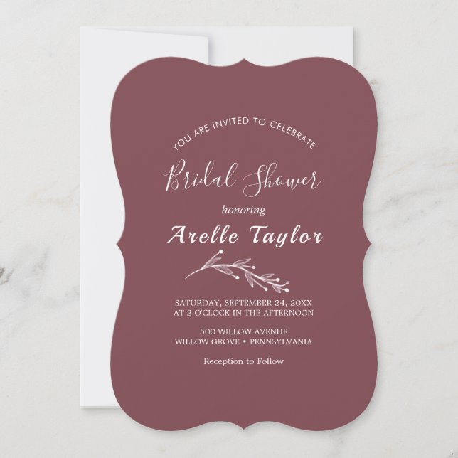 Invitation de mariage minimaliste feuille | Bourgo (Devant)