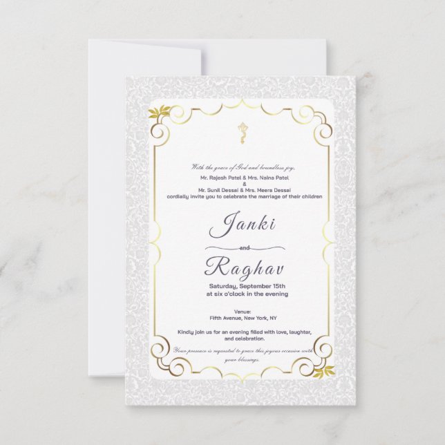 Invitation de mariage minimaliste ganesha indien (Devant)