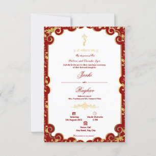 Invitation de mariage minimaliste Ganesha indien