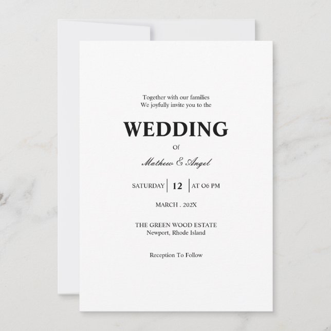 Invitation de mariage minimaliste moderne (Devant)