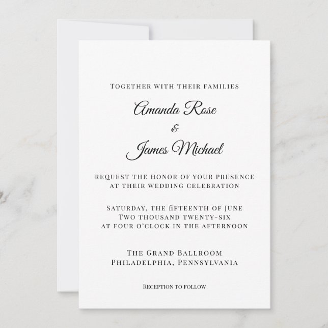 invitation de mariage minimaliste moderne (Devant)