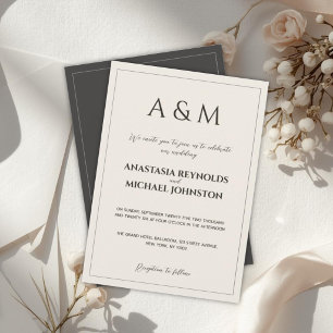 Invitation de mariage minimaliste moderne beige gr