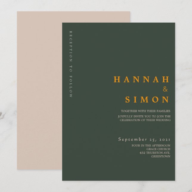 Invitation de mariage minimaliste moderne d'automn (Devant / Derrière)