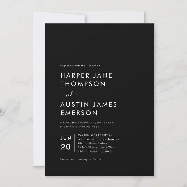 Invitation de mariage minimaliste moderne simple (Devant)