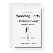 Invitation de mariage minimaliste noir et blanc