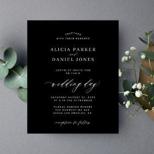 Invitation de mariage minimaliste noir et blanc à