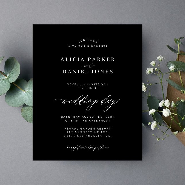 Invitation de mariage minimaliste noir et blanc à  (Créateur téléchargé)