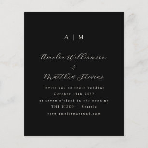 Invitation de mariage minimaliste noir Monogramme 
