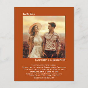 Invitation de mariage minimaliste photo orange BUD