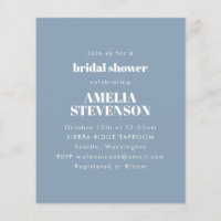Invitation de mariage minimaliste poussiéreux bleu