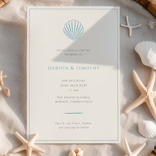 Invitation de mariage minimaliste simple coquillag