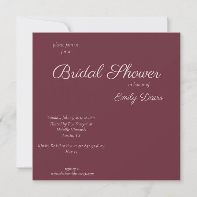 Invitation de mariage Minimalst Script Purple Plum (Devant)