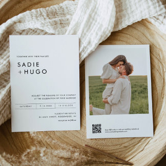 Invitation de mariage minimum SADIE avec photo et 