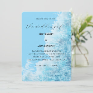 Invitation de mariage moderne aquarelle bleue