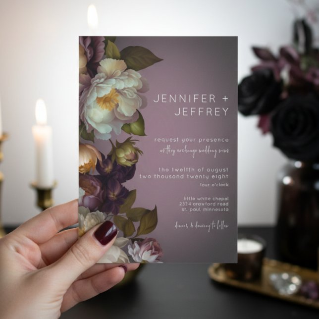 Invitation de mariage moderne avec fleurs mauves s (Créateur téléchargé)