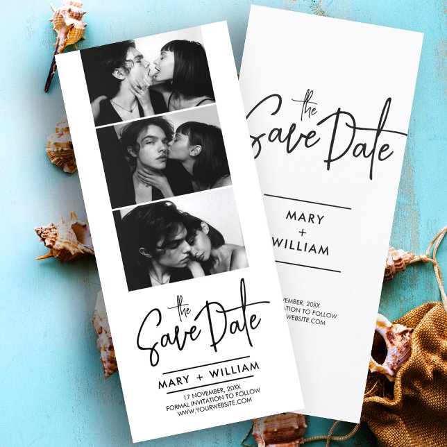 Invitation de mariage moderne avec photomaton pour (Modern Photo Booth Wedding Save the Date Invitation)