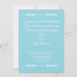 Invitation de mariage moderne bleu clair et blanc