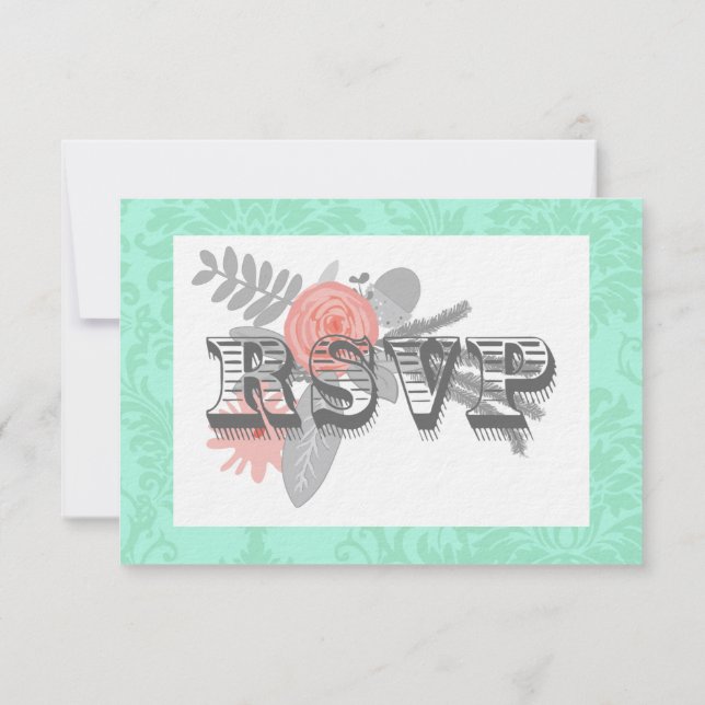 Invitation de mariage moderne en dentelle de Mint (Dos)