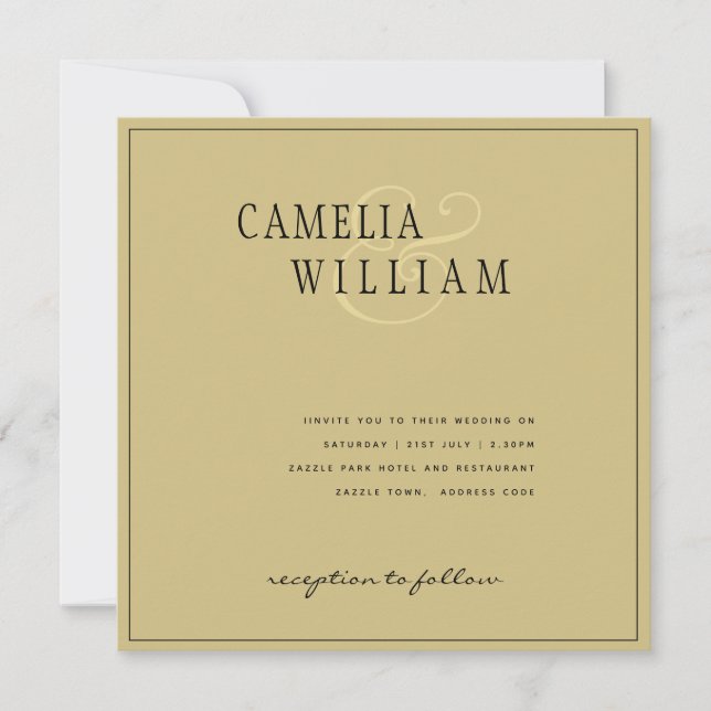 Invitation de mariage moderne en or (Devant)