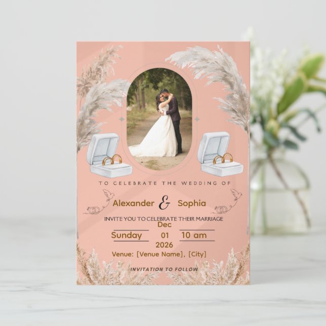 Invitation de mariage moderne | Entièrement modifi (Debout devant)