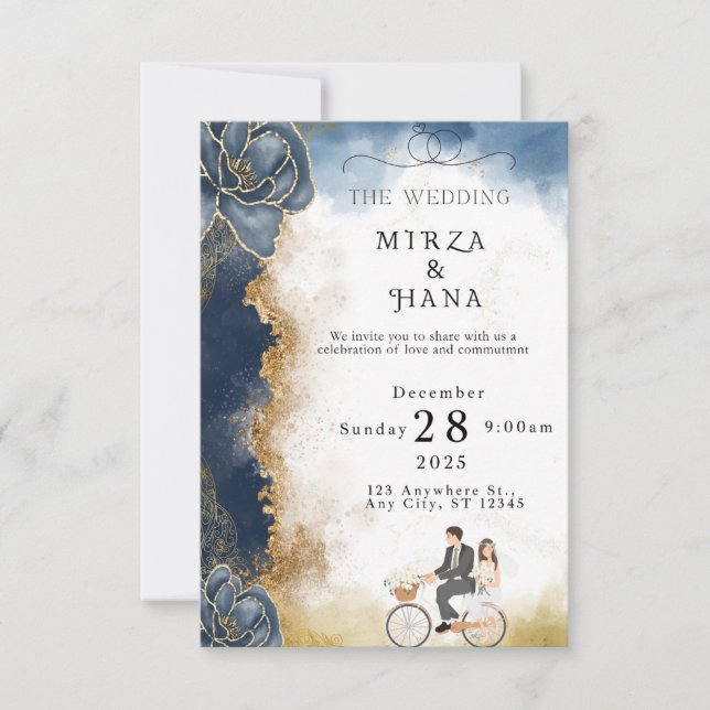 Invitation de mariage moderne et élégant | Or De L (Devant)