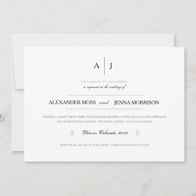 Invitation de mariage moderne et minimaliste (Devant)