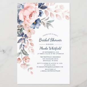 Invitation de mariage moderne florale rose pour un