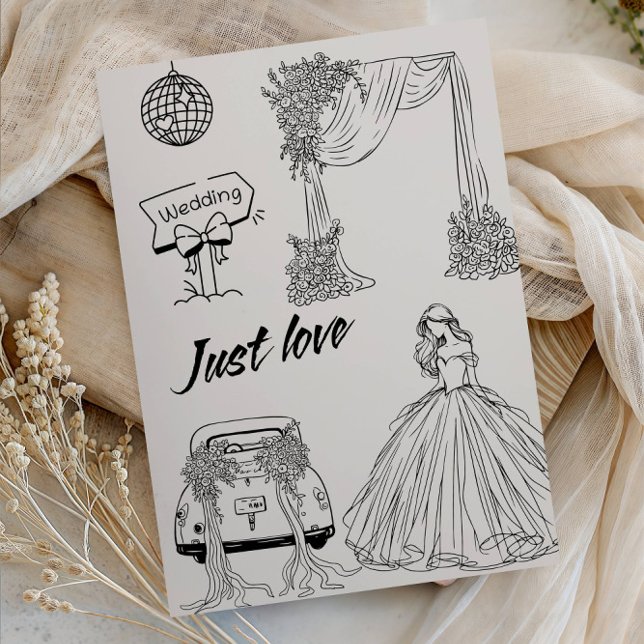Invitation de mariage moderne Just Love - Art liné (Créateur téléchargé)