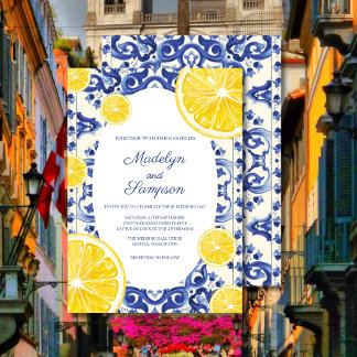 Invitation de mariage moderne La Dolce vita Lemon