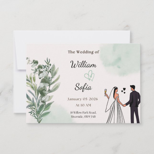 Invitation de mariage moderne minimaliste (Devant)