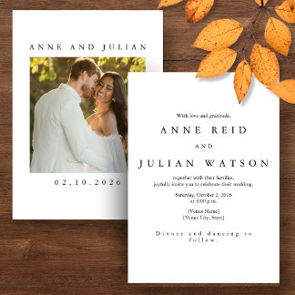 Invitation de mariage moderne minimaliste avec pho