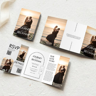Invitation de mariage moderne minimaliste pliée en