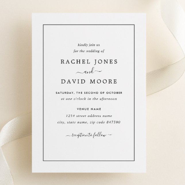 Invitation de mariage moderne noir et blanc (Créateur téléchargé)