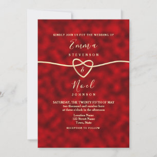 Invitation de mariage moderne rouge et or