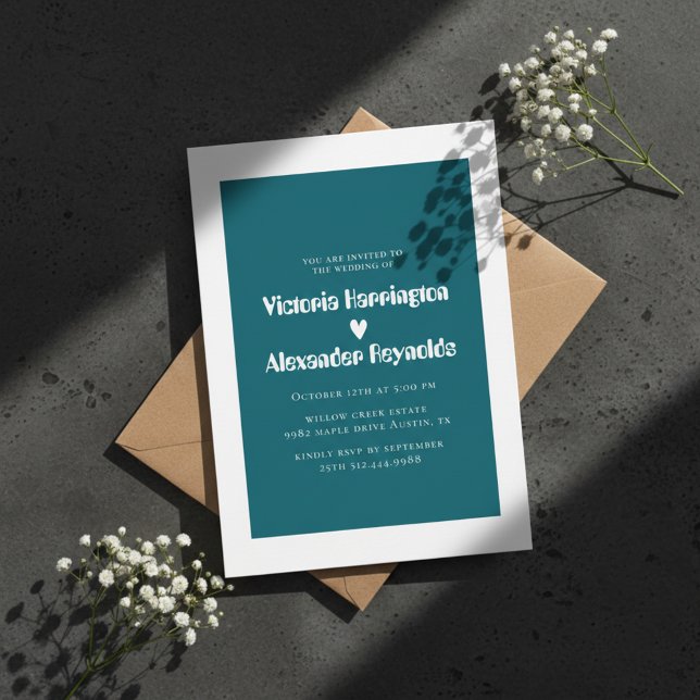 Invitation de mariage moderne sarcelle (Créateur téléchargé)