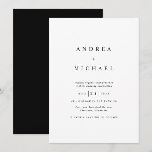 Invitation de mariage moderne simple minimal noir