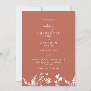 Invitation de mariage moderne Terracotta au printe
